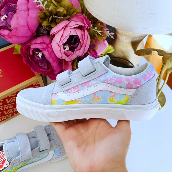 Vans | Kids Tie Dye Old Skool School V Shoe Skull Ballad Blue New 2.5 Girls - Picture 5 of 12